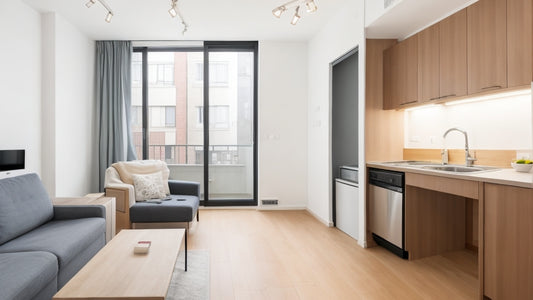 a studio apartment with a seemingly spacious layout