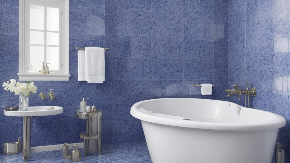A dramatic bathroom featuring statement tiles
