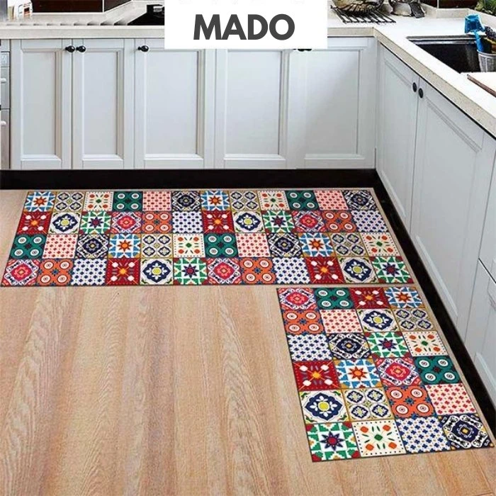 Anti Slip Kitchen Rugs Set with different colourful styles on it.