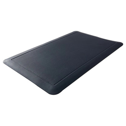 A blue rubber comfort mat on a white background