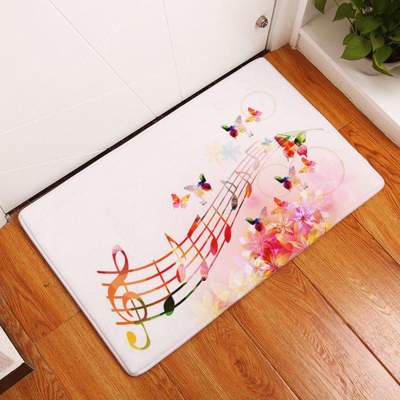 Flannel Piano Key Floor Mats, Digital Printing Foot Mats, Kitchen Absorbent Non-slip Mats, Floor Mats