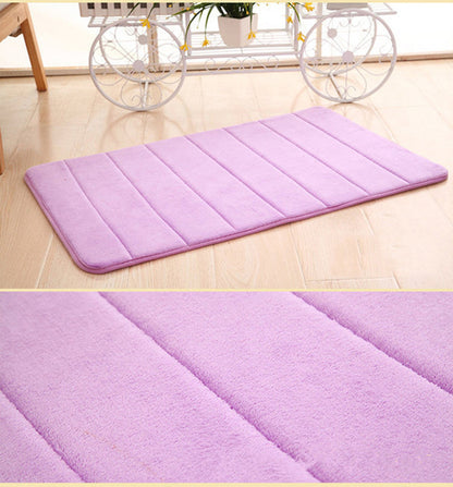 Purple coloured floor mats.